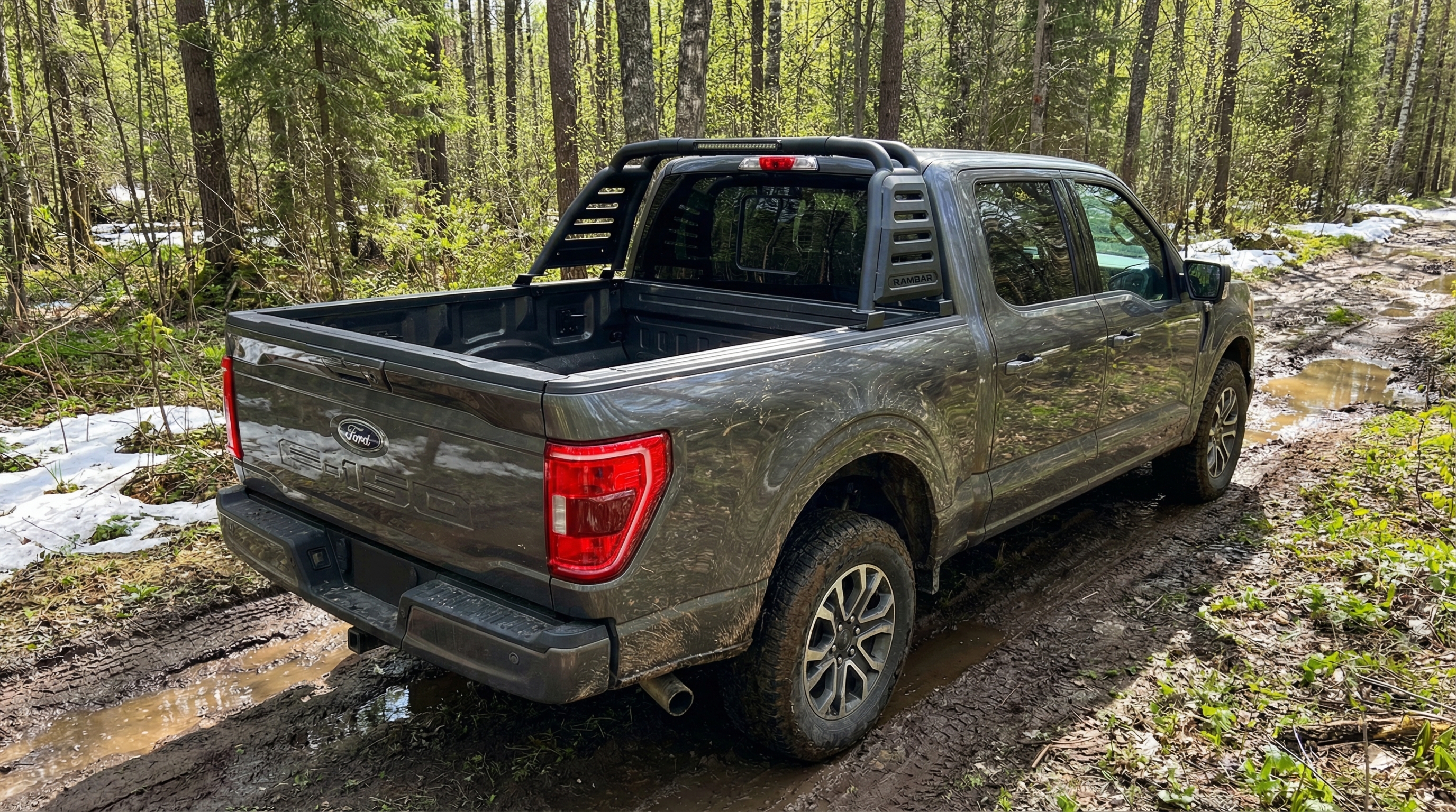 Дуга Rambar-V2 (Tonneau Cover Base, черная сталь) для F150 XIV 2020- н.в.