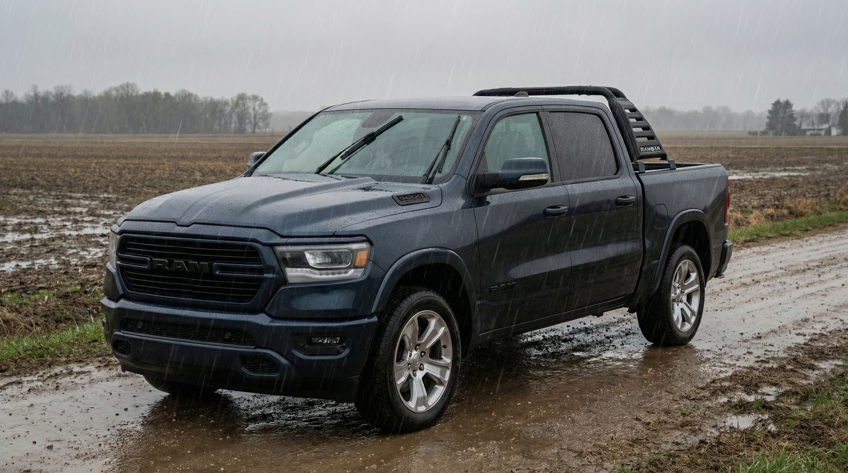 Дуга Rambar-V2 (Tonneau Cover Base, черная сталь) для RAM 1500 V 2018- н.в.