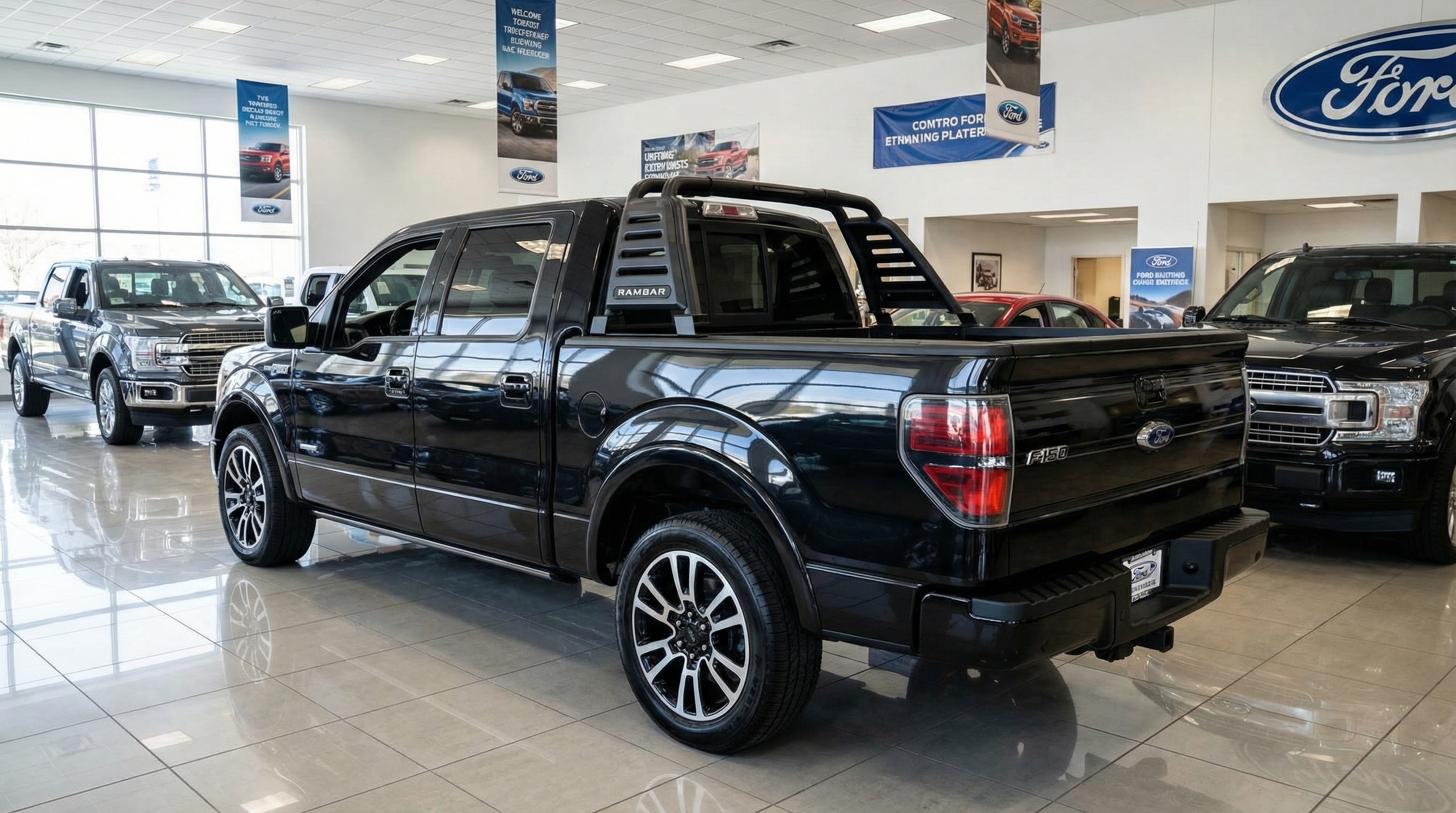 Дуга Rambar-V2 (Tonneau Cover Base, черная сталь) для F150 XII 2008-2014